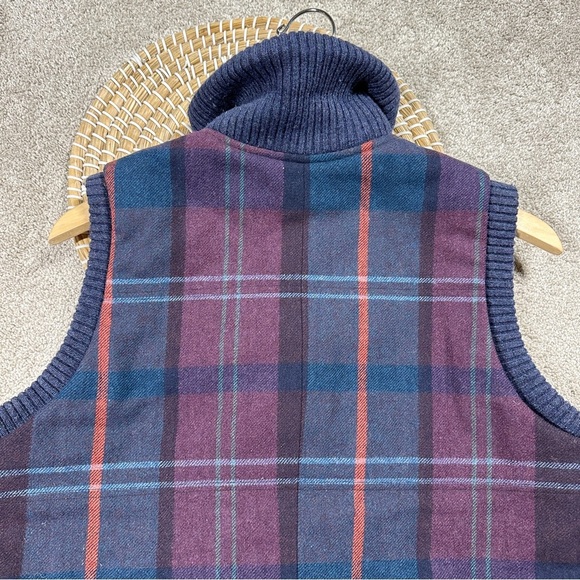 Woolrich Women’s Wool Blend Plaid Vest Full Button Academia in Purple Navy L - Picture 5 of 12